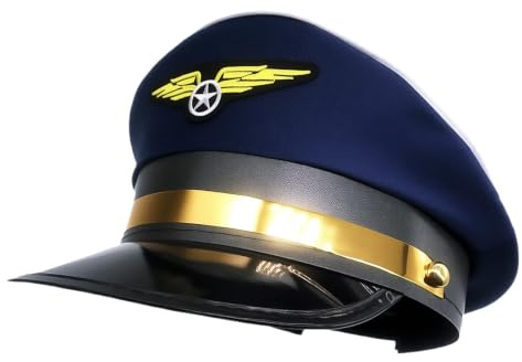 DVOFU Pilot Hat Pilot Cap Dark Blue with Gold Trim Airline Airplane Captain Hat Halloween Costume Cap for Halloween Cosplay Party