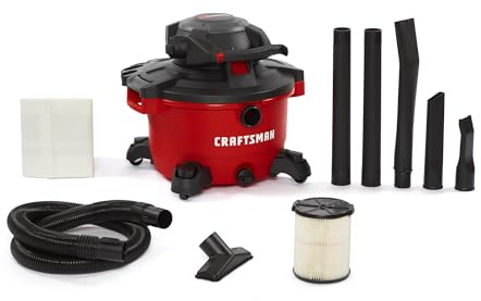 CRAFTSMAN CMXEVBE17606 12 Gallon 6.0 Peak HP Wet Dry Vac with Detachable Leaf Blower, Portable Shop Vacuum Wet and Dry with Filter, Dust Bag, Hose and Attachments for Garage, Outdoor Cleaning