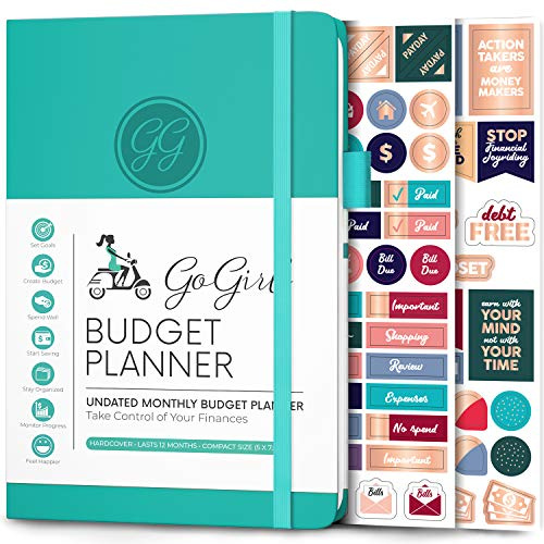 GoGirl Budget Planner – Monthly Financial Planner Organizer Budget Book. Expense Tracker Notebook Journal to Control Money, Compact (Turquoise)