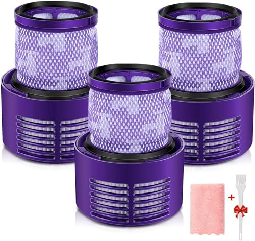 morpilot Filter für Dyson 3 Stück Ersatzfilter für Dyson V10 SV12 Cyclone Animal Absolute Staubsauger Ersatzteil, Waschbar Hepa Filter mit Reinigungsbürste und Handtuch, Ersetzen Sie # DY-969082-01