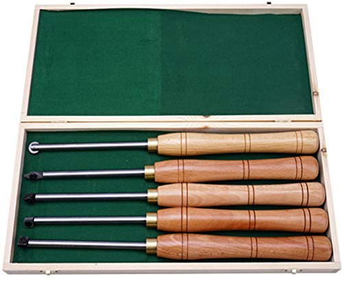 Jeu D'outils de Tournage, Outil de Finition de Tournage Sur Bois Avec Boîte en Bois, Outil de Séparation Confortable en Acier Dur Pour Les Amateurs de Bois Ou Les Charpentiers (5 Pièces)