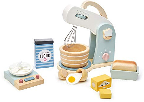 Tender Leaf Toys - Mini Chef Home Baking Set - 27 Pcs Wooden Baker's Mixing Set - Classic Toy for Pretend Cooking - Develops Social, Creative & Imaginative Skills - Learning Role Play - Age 3+