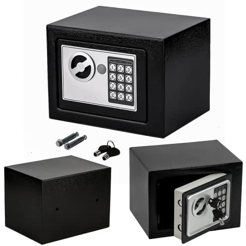 Heavy Duty Steel Digital Electronic Security Safe Home Office Money Safety Box By Crystals® (4.6L Electric Safe_Black)