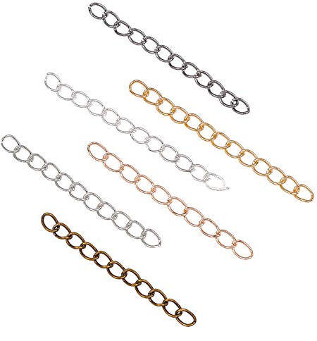 PH PandaHall 600pcs 6 Farbe Halskette Extender Halskette Armband Fußketten Verlängerung Ketten Abnehmbare Kette Verlängerung Schwanz Kette für Schmuck Herstellung, 5cm lang