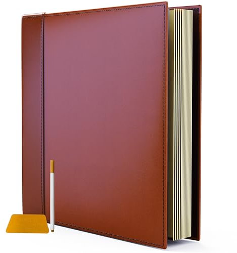 Family Photo Album Self Adhesive Pages – Vegan Leather Scrap Book Photo Album with Writing Space & 20 Adhesive Magnetic Sheets (40 Pages) for 3x5, 4x6, 5x7, 6x8, 8x10 Pictures (Brown)