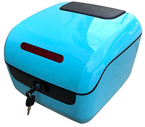 JKGHK Top Case Moto Rectangle, Universel Boîtier Queue Coffre Casque, avec Matériel Montage Universel, avec Dossier Souple Et Voyant D'avertissement De Nuit, pour Scooter/Moto/Vélo