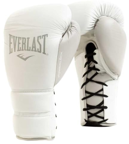 Everlast Unisex - Erwachsene Boxhandschuhe Powerlock 2 Pro Lace Trainingshandschuh, Weiß, 14oz