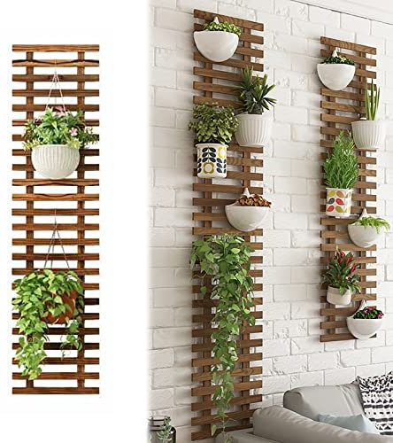 Enrejado de Valla para Plantas Trepadoras, Pantalla de Visualización de Plantas, Enrejado de Madera para Jardín, Soporte de Celosía, para Maceta Colgante Decoración (120x29cm/47.2x11.4in)
