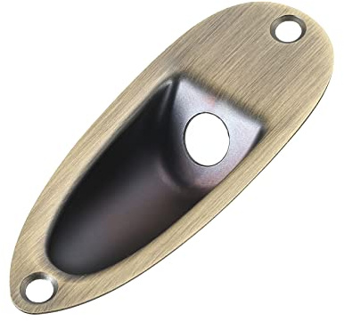 MECCANIXITY Guitar Input Jack Socket Plate 3/8 Output Loaded Jack Boat Style Bronze for Electric Guitar Replacement Parts