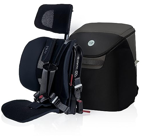 WAYB Pico Travel Car Seat with Premium Carrying Bag- Lightweight, Portable, Foldable - Perfect for Airplanes, Rideshares, and Road Trips - Forward Facing for Kids 26.5–50 lbs and 33.5–45