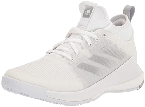 adidas Women's Crazyflight Indoor Court Shoe, White/Silver Metallic/Grey, 8.5 UK