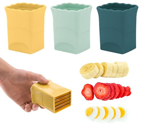 3PCS Fruit Slicer Cup Strawberry Slicer, Strawberries Cutter Cup, Speed Cutter for Banana Grape Egg Kitchen Portable Slicing Tool