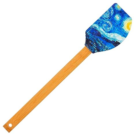 Kök Spatel i silikon med tryck och 31 cm bambuhandtag, BPA-fri (Starry Night)