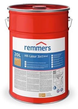 Remmers HK-Lasur 3 in 1 [plus] rovere rustico opaco, 20 litri, vernice per legno, vernice esterna per legno, 3 protezioni per legno con impregnazione + primer + smalto
