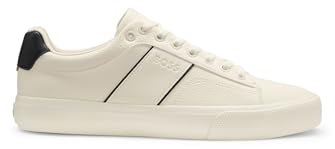 BOSS Hommes Aiden Tenn Baskets en Similicuir aux Textures Unies et grainées
