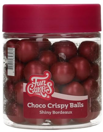 FunCakes Choco Crispy Balls Shiny Bordeaux - Perles di Cioccolato, Ottime per decorare torte, cupcake, biscotti, crostate e molto altro - Decorazione per torte - 60g