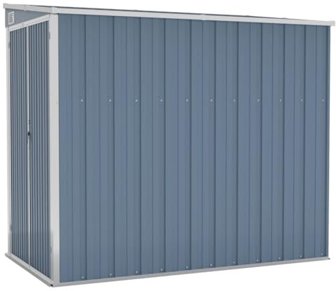 prissent Gartenhütte 118x194x178 cm Gerätehaus Fahrradunterstand Gartenschrank Storage Shed Wetterfest Schuppen Garten Grau