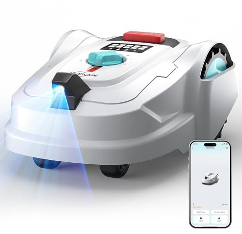 YARDCARE M800Plus Robot Tagliaerba Senza Filo Perimetrale, GPS & Visione AI, 800 m², Robot Tosaerba, Modalità di Taglio a U, Rilevamento 150 Ostacoli, Ricarica Automatica, Controllo App