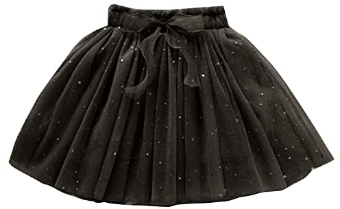 8 Año Niño Pequeño Niña Falda de Tulle Tutú Falda de Baile Niñas Red Media Falda Corta Princesa Falda Corta Niña, Negro , 6-7 años