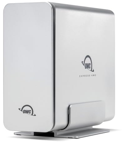 OWC Express 4M2 SSD Enclosure for up to 4 NVMe Solid State Drives M.2 2230/2242/2280 , Thunderbolt 4 up to 3200Mbps RAID 0/1/4/5/10/JBOD Mac/PC Compatible Aluminium Heatsink (0TB)