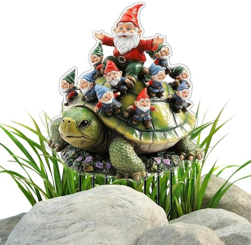 da Giardino | Decorativo 2D in Acrilico su Picchetto a Forma di Tartaruga per Esterni,Decorazione con Inserzione Artistica e Punte da Terra per Vasi, Percorso, Prato e Giardino
