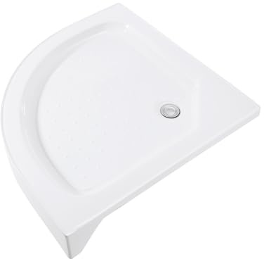 Plato de ducha ovalado, 80 x 80 x 14 cm, antideslizante, de acrílico, para apartamentos, hoteles, cabina de ducha