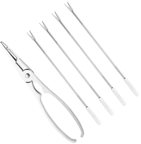 VALICLUD Herramientas para Comer Cangrejo de Acero Inoxidable Incluye Pinzas y Tenedores Mariscos para Abrir y Pinchar Cáscaras Ligero y Portátil Resistente y Anticorrosión para Mariscos