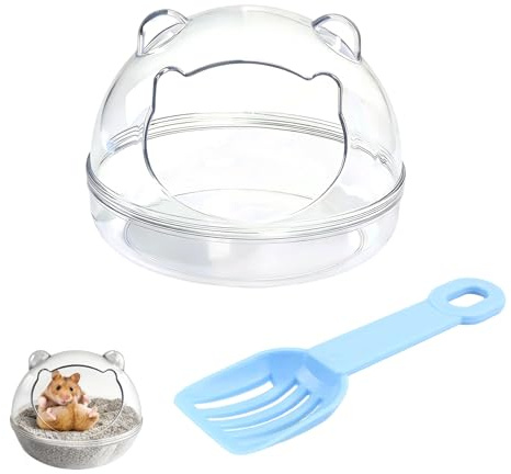 PLUSHCEWT Hamster Sandbad, Hamster Badezimmer, Hamsters Toilette mit Blauer Sandschaufel, Hamsters Badewanne Behälter, Hamsterkäfig Zubehör für Kleintiere wie Zwerghamster, Mäuse