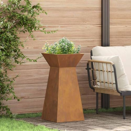Colonne de plantes - Argenté - 35 x 35 x 73 cm - Pilier de jardin durable pour l'extérieur, plate-bande surélevée en métal pour terrasses et jardins