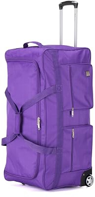 ATX Luggage 32 Large Wheeled Duffle Bag Lightweight Rolling Wheels Suitcase Extra Durable Holdall for Sports Travel and Cargo | Purple