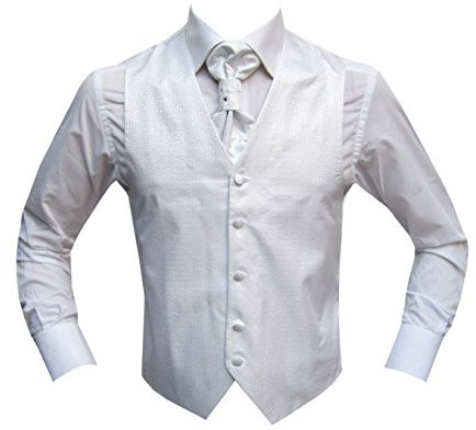 MMUGA Hochzeitwesten Set mit Plastron Denver Weiß 68