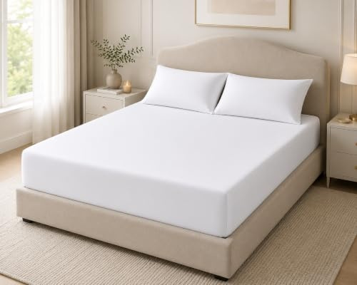 Comfy Nights 100% Egyptian Cotton Fitted Bed Sheet (Single, White)