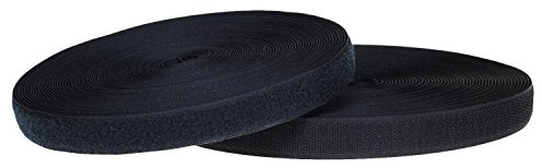 HIMRY 12 m x 20 mm kardborreband, non-stick-beläggning, (12 m fleece och 12 m krokband), 20 mm brett, för sömnad etc, baksida utan självhäftande. Svart, KXB5002 svart