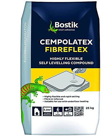Bostik Cempolatex Fibreflex, Fibre-Reinforced, Flexible, Rapid Setting Self-Levelling Compound for Interior Floors, 25kg
