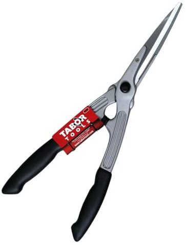 TABOR TOOLS B228E mechanischer Heckenschere, Gartenschere mit antihaftbeschichteten Klingen und Aluminium Griffe mit Gummistoßdämpfer. Gerader Klinge für effizienter Flächenschnitt sowie Formschnitt.