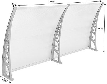 Wefun Auvent de porte marquise solaire abri banne marquise d'accueil(100X200cm)