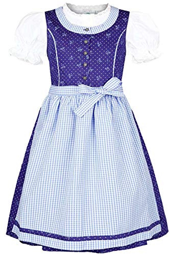 Isar-Trachten Dirndl per Bambini Rosa o Blu 3 Pezzi. con Grembiule a Quadri per Ragazze Oktoberfest Kirchweih