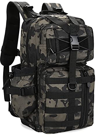 HUNTVP Tactical Backpack 25L Molle Military Backpacks Army Assault Pack Rucksack Laptop Daypack for Men Women Motorcycle Hiking Trekking Camping Hunting (25L-Camo)