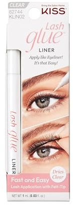 KISS Lash GLUEliner, Black, 2-in-1 Felt-Tip Eyelash Adhesive and Eyeliner, Matte Finish, Foolproof Application