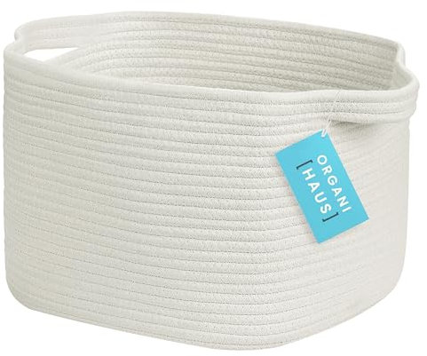 OrganiHaus Korb Aufbewahrung, Toilettenpapier Aufbewahrung, Aufbewahrungskorb Kinder, Treppenkorb, Körbe Behälter, Kleiner Wäschekorb, Aufbewahrungskorb Geflochten 35x23, Wäschekorb Klein Weiß