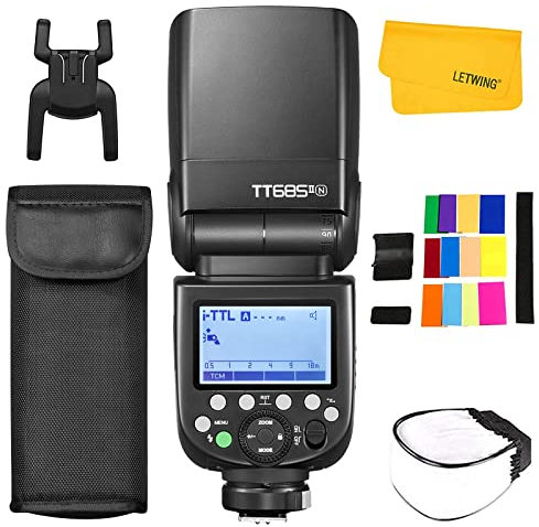 Godox TT685II TT685II-N Flash pour Appareil Photo Nikon, 2.4G TTL Nikon Speedlite HSS 1/8000S, Environ 330 Flashes à Pleine Puissance, 0.1 à 2.6 s Temps de Recyclage, Externe Flash pour Photographie