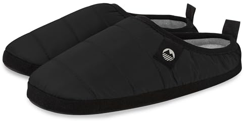 Lakeland Active Women's Wolfa Ultra-Warm Synthetic Down Camping Style Slippers With Memory Foam Insole & Microfleece Lining - Black/Grey - 4 UK