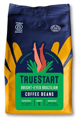 TrueStart Coffee Beans Bright-Eyed Brazilian 200g – Mycotoxin-Free Coffee, Smooth & Sweet Medium Roast Fresh Espresso Beans, Hand Roasted, Single Origin Arabica, Ideal for Espresso Lovers