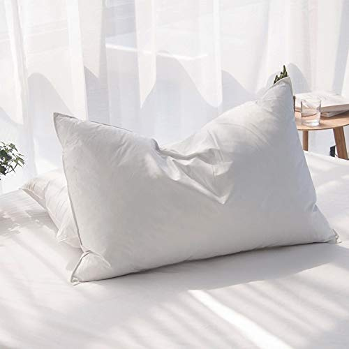 AIKOFUL Juego de 2 almohadas de plumas de ganso de lujo, tamaño King, almohadas de cama suaves para dormir, funda de percal orgánico (King, paquete de 2)