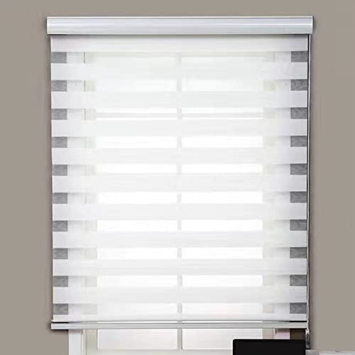 RYNS Estor Enrollable de Doble Capa 70x300cm 95% de Protección UV Impermeable Solar estores palisados Fácil de Instalar sin Herramientas para Ventanas, Puertas, Habitación, Blanco