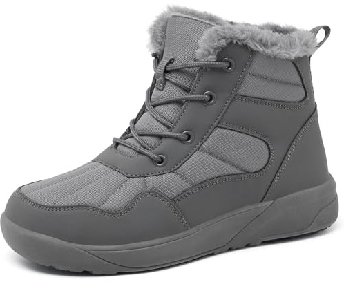 ChayChax Stivaletti da Neve Donna Stivali Invernali Scarponcini Foderato Caldo Scarpe Inverno Impermeabili Stivaletti con Stringate,Grigio,41 EU