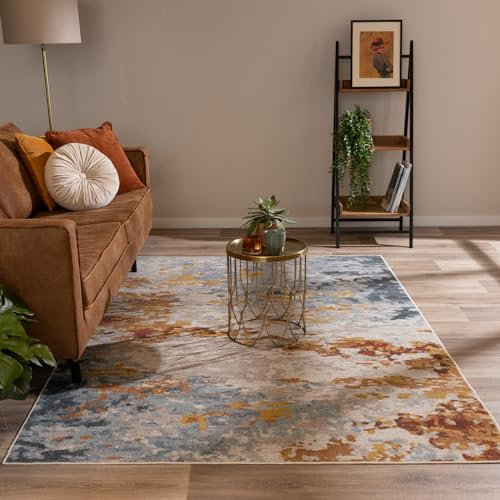 FRAAI | Home & Living Moderner Teppich - Bush Blau Terracotta - Kurzflor - Modern - Wohnzimmer, Esszimmer, Balkon - Carpet