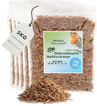 Mehlwürmer getrocknet 5 kg – Proteinreiches Reptilienfutter, Schildkrötenfutter & Fischfutter – Premium Qualität im wiederverschließbaren Beutel