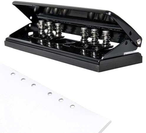6 Fach Locher: 6-Loch Desktop Punch, Verstellbar Abstände Büro Binder Puncher, 6-Loch-Locher aus Metall Binder Locher für A3 A4 A5 B3 B4 B5, 6 Blatt Stanzkapazität, Schwarz - 5.5 mm Lochdurchmesser