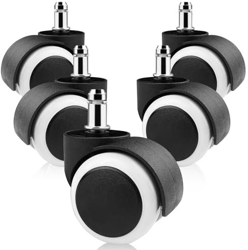 Gvolatee 5 Piezas ruedas silla oficina 11X 22MM, rueda silla gaming Diseño de Rueda Doble, Ruedas de Repuesto Universales Seguro Silenciosas y sin Arañazos para Todo Tipo de Suelos, Blanco